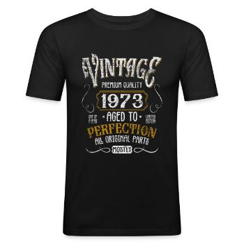 Anniversaire né en 1973 - T-shirt près du corps Homme - noir - Devant - Nik (191cm)