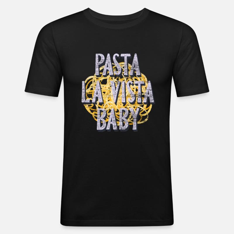 Pasta - Männer Slim Fit T-Shirt - Schwarz