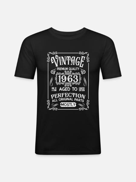 Anniversaire né en 1963 - T-shirt près du corps Homme - noir