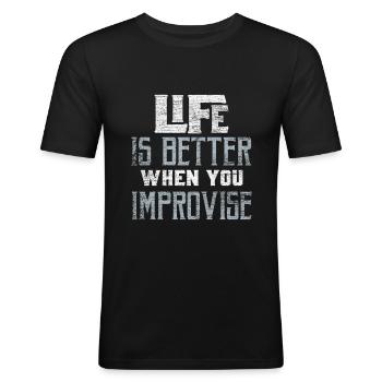 Improvisieren Improv - Männer Slim Fit T-Shirt - Schwarz - Vorne - Nik (191cm)