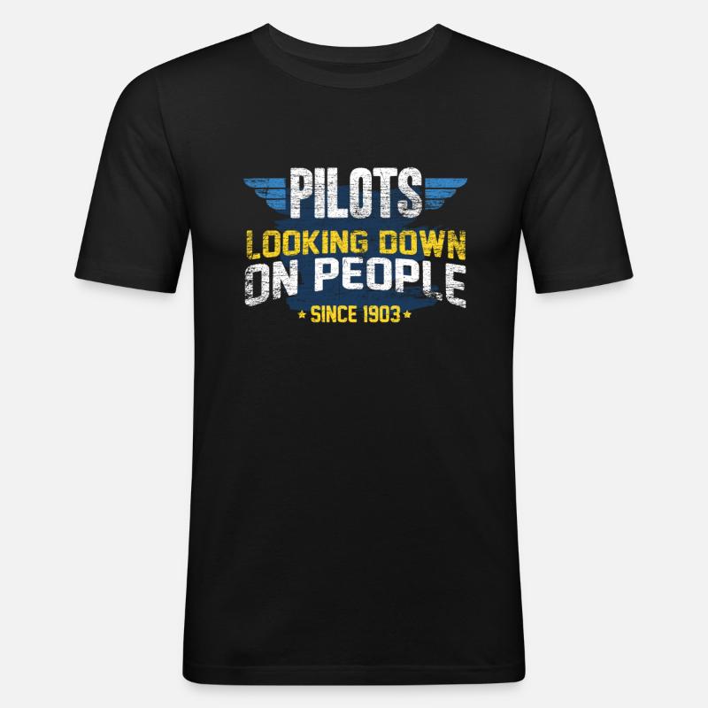 Pilot - Männer Slim Fit T-Shirt - Schwarz