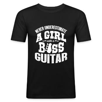 Bass Gitarre - Männer Slim Fit T-Shirt - Schwarz - Vorne - Nik (191cm)
