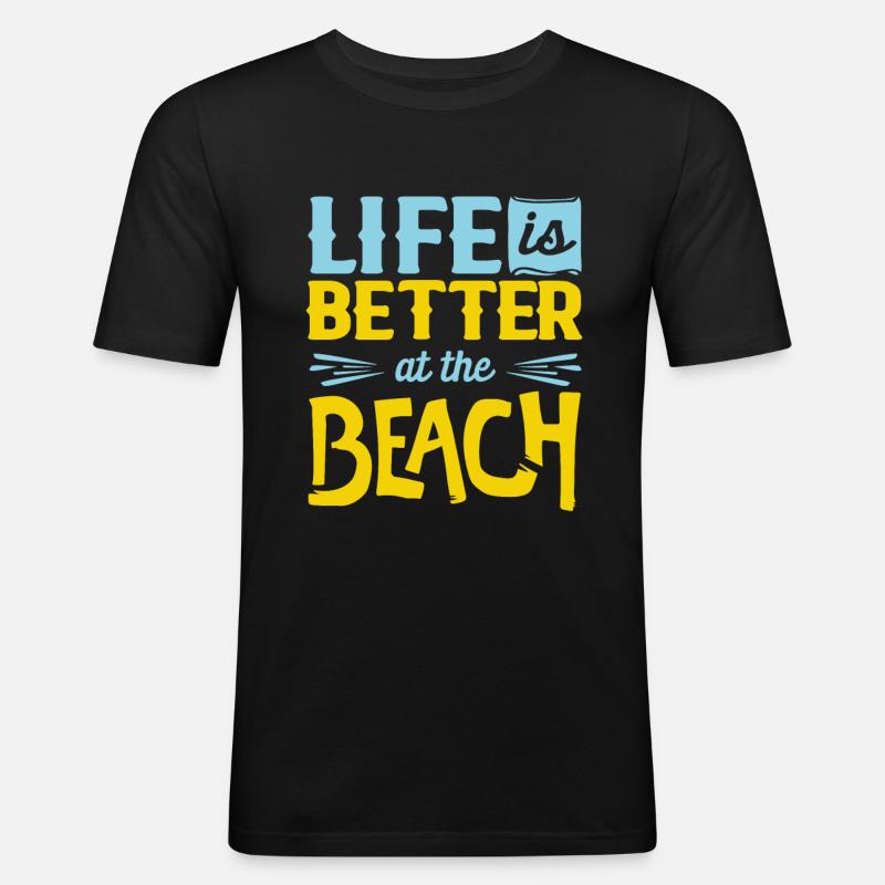 Strand - Männer Slim Fit T-Shirt - Schwarz