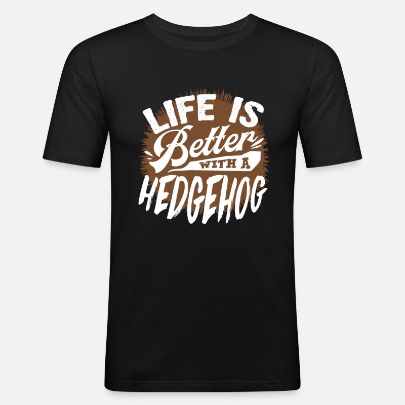 Igel - Männer Slim Fit T-Shirt - Schwarz