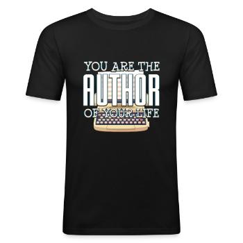 author - Men's Slim Fit T-Shirt - black - Front - Nik (191cm)