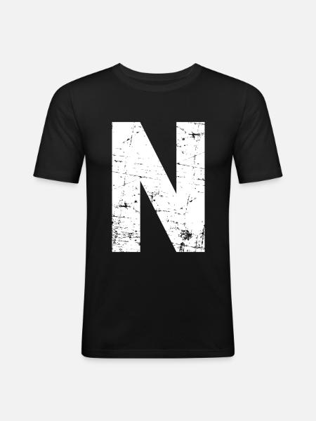 N letter - Men's Slim Fit T-Shirt - black