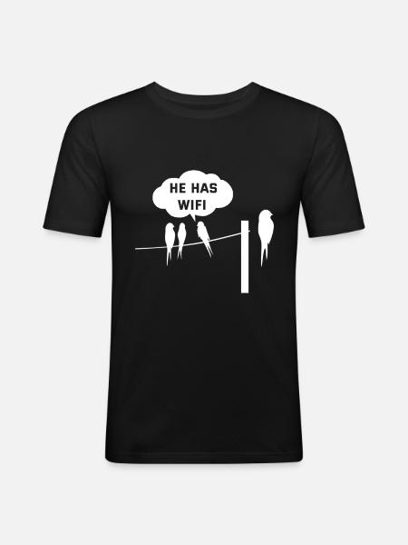 Bird WiFi Wifi Funny - Men's Slim Fit T-Shirt - black