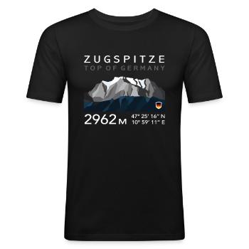 Zugspitze Garmisch Partenkirchen Bayern Low Poly - Männer Slim Fit T-Shirt - Schwarz - Vorne - Nik (191cm)
