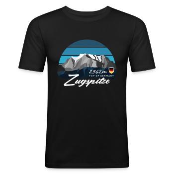 Zugspitze Garmisch Partenkirchen Bayern Low Poly - Männer Slim Fit T-Shirt - Schwarz - Vorne - Nik (191cm)
