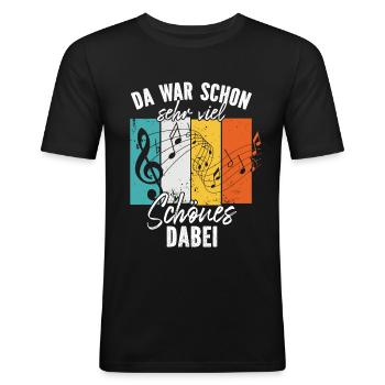Chorleiter Dirigent Musiklehrer Musiker Retro Note - Männer Slim Fit T-Shirt - Schwarz - Vorne - Nik (191cm)