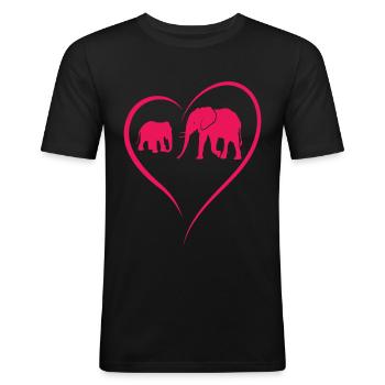 Eléphants Pachydermes Proboscis Afrique Trompette Éléphant - T-shirt près du corps Homme - noir - Devant - Nik (191cm)