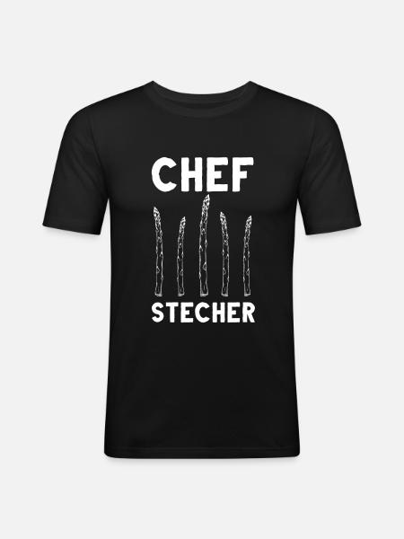 Chefstecher Spargelstecher Spargelernte Bauer - Männer Slim Fit T-Shirt - Schwarz