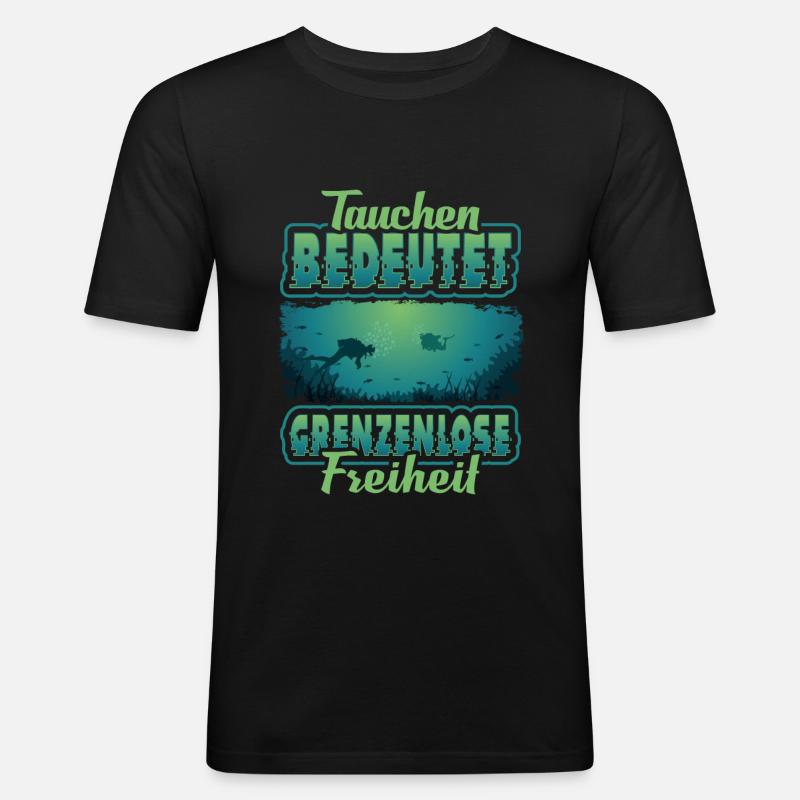 Taucher, Tauchen, Dive, Diving - Männer Slim Fit T-Shirt - Schwarz