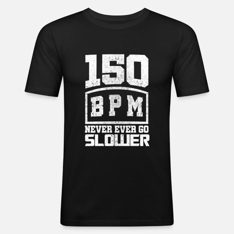 150 BPM Techno Music - Männer Slim Fit T-Shirt - Schwarz