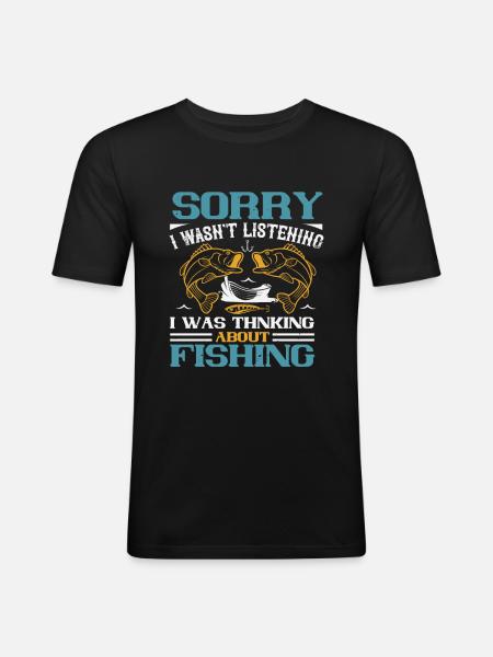 Fishing funny fishing sayings - Men's Slim Fit T-Shirt - black