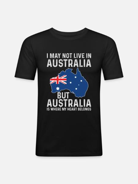 Australie drapeau de vacances Renard - T-shirt près du corps Homme - noir