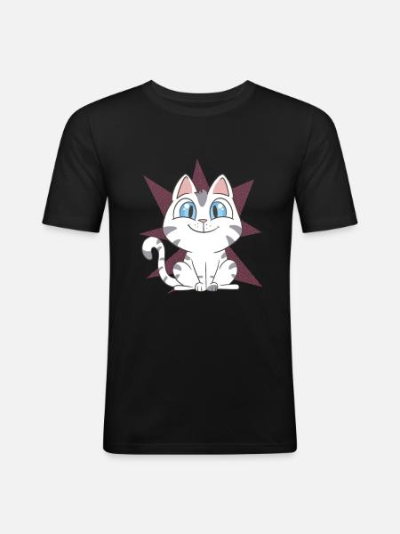 Chat mignon - T-shirt près du corps Homme - noir