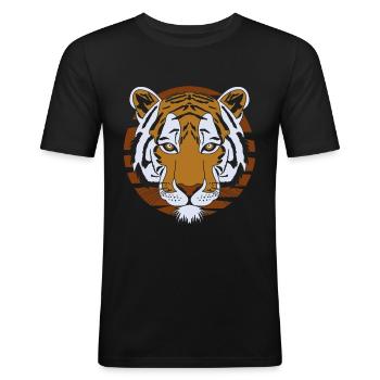 Tiger motif - Men's Slim Fit T-Shirt - black - Front - Nik (191cm)