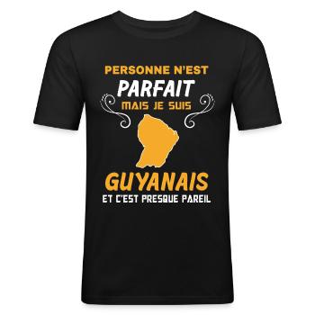 Guyane Guyanais Humour Idée Cadeau - T-shirt près du corps Homme - noir - Devant - Nik (191cm)