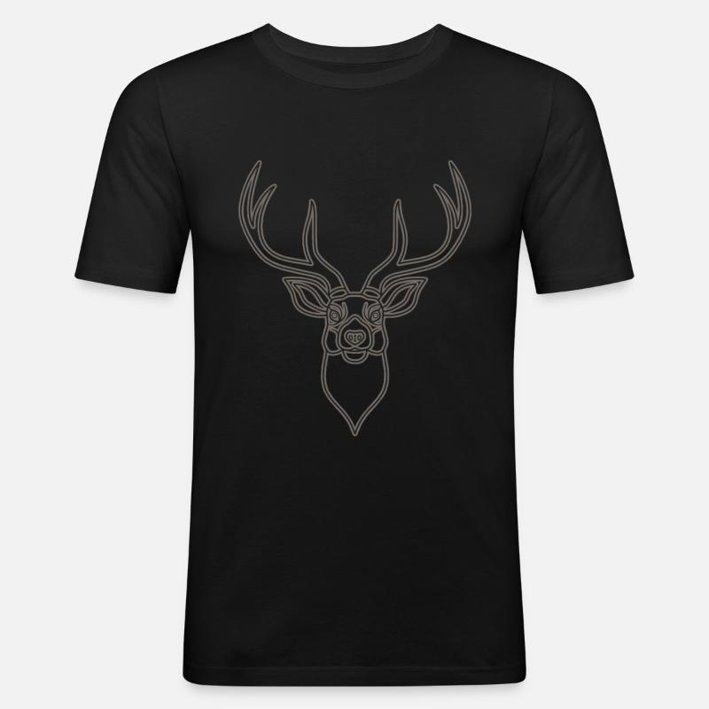 Rothirsch Geweih mit Hirschgeweih - Männer Slim Fit T-Shirt - Schwarz