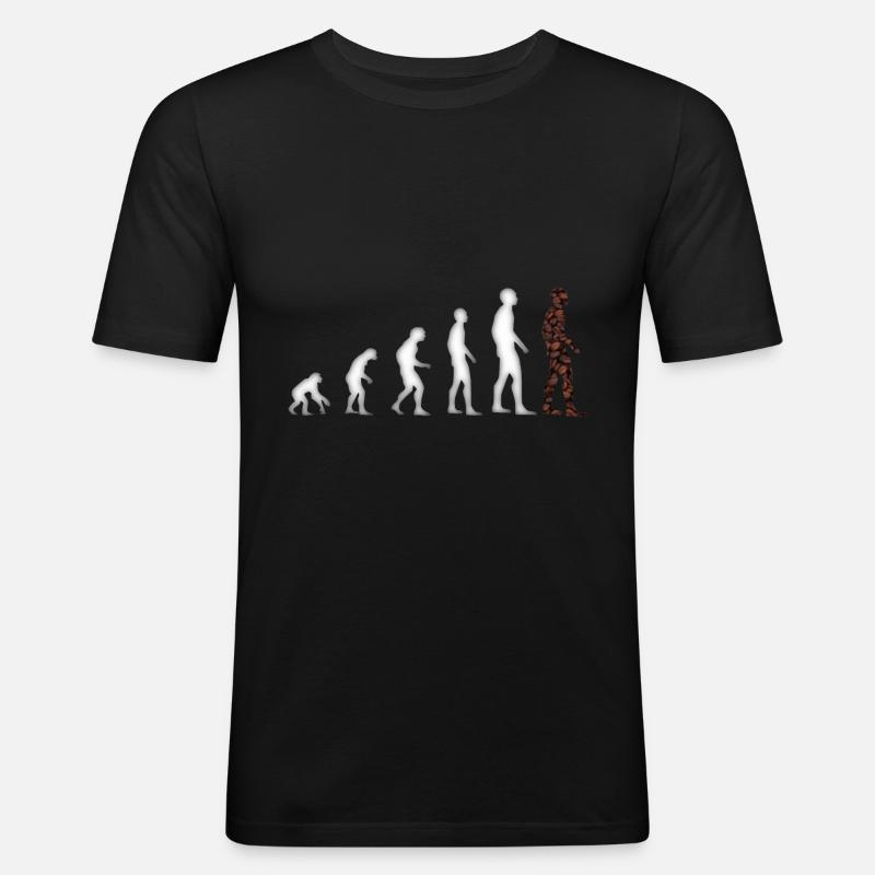 Evolution Mensch Affe Aufrichten Kaffee - Männer Slim Fit T-Shirt - Schwarz