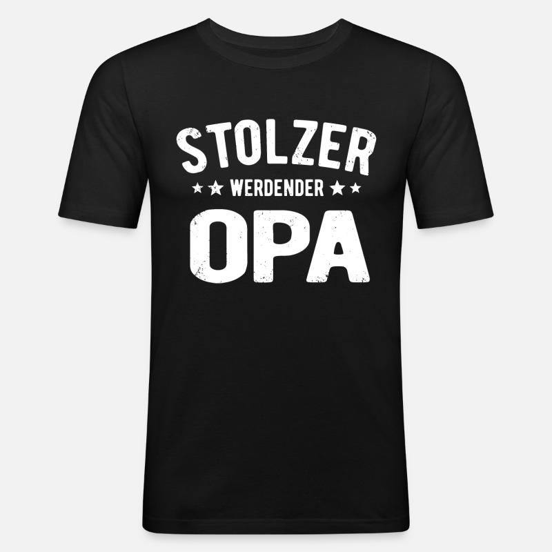 Werdender Opa Stolz - Männer Slim Fit T-Shirt - Schwarz