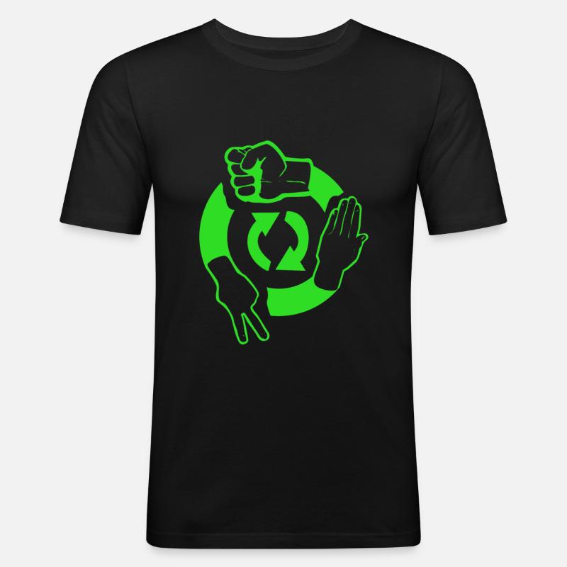 Dynamische Schere Stein Papier Symbole - Männer Slim Fit T-Shirt - Schwarz