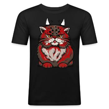 Chat satanique chats petit diable Satan Halloween - T-shirt près du corps Homme - noir - Devant - Nik (191cm)