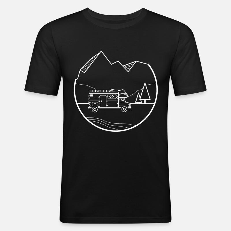 Zelten - (6) - Männer Slim Fit T-Shirt - Schwarz