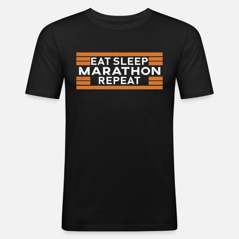 Marathon - Männer Slim Fit T-Shirt - Schwarz