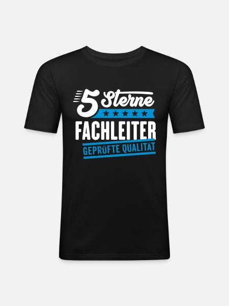 5Sterne Fachleiter - Männer Slim Fit T-Shirt - Schwarz