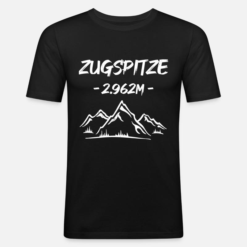 Zugspitze - 2.962m - - Männer Slim Fit T-Shirt - Schwarz