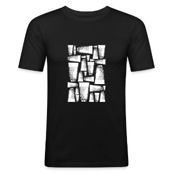 Apple wine glass yellow Äppler glass, ribbed, Hessen - Men's Slim Fit T-Shirt - black - Front - Nik (191cm)