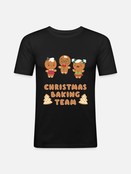 Plätzchen Backen Lebkuchenmänner - Männer Slim Fit T-Shirt - Schwarz