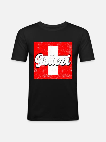 Schweiz T-shirt Geschenkidee - Männer Slim Fit T-Shirt - Schwarz