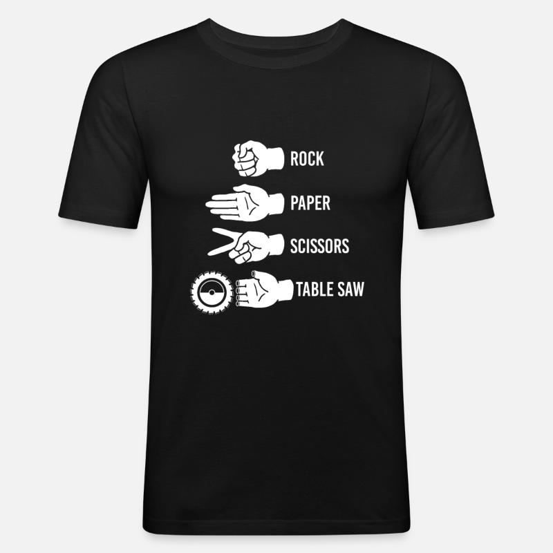 Ciseaux pierre papier menuisier menuisier - T-shirt près du corps Homme - noir