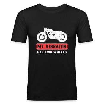 Biker Bikerin Motorrad Motorradfahrer Vibrator - Männer Slim Fit T-Shirt - Schwarz - Vorne - Nik (191cm)