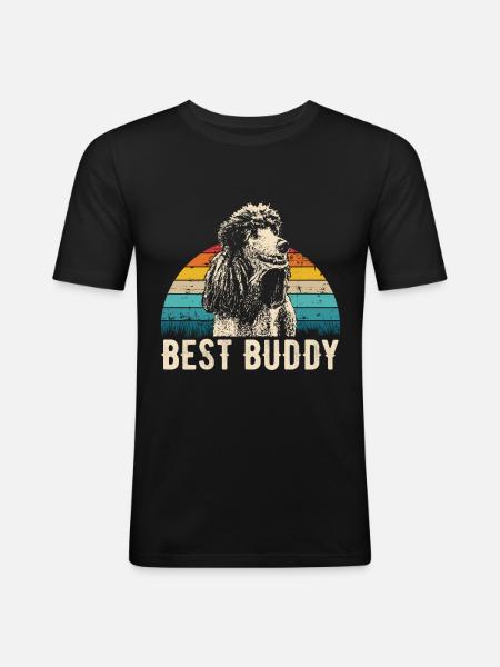 Pudel retro Geschenk Shirt - Männer Slim Fit T-Shirt - Schwarz