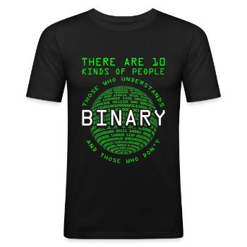 Programmierer Coder Informatiker Nerd Geek Binär - Männer Slim Fit T-Shirt - Schwarz - Vorne - Nik (191cm)
