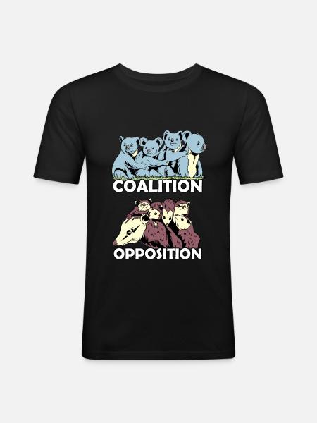 Koala coalición zarigüeya oposición animales zoológico - Camiseta ajustada hombre - negro