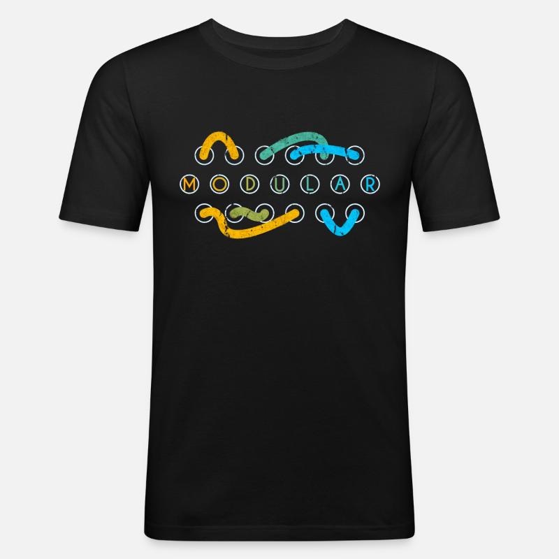 Modular Synth Patch Kabel - Männer Slim Fit T-Shirt - Schwarz