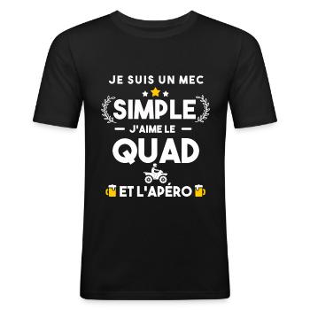 quad et apéro humour cadeau - T-shirt près du corps Homme - noir - Devant - Nik (191cm)