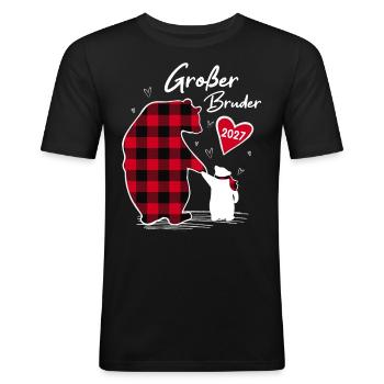 Grand frère ours 2027 - T-shirt près du corps Homme - noir - Devant - Nik (191cm)