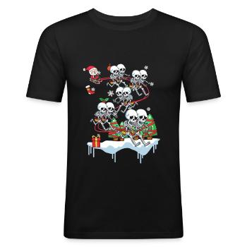 Skelett Totenkopf Schädel Weihnachten Geschenk - Männer Slim Fit T-Shirt - Schwarz - Vorne - Nik (191cm)