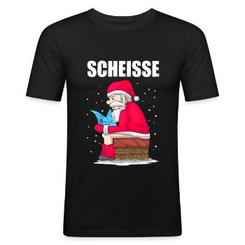 Shit Santa Claus Anti Christmas Gift - T-shirt près du corps Homme - noir - Devant - Nik (191cm)