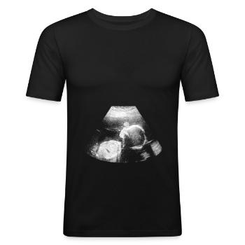 Ultraschall Schwangerschaft Baby Geschenk - Männer Slim Fit T-Shirt - Schwarz - Vorne - Nik (191cm)
