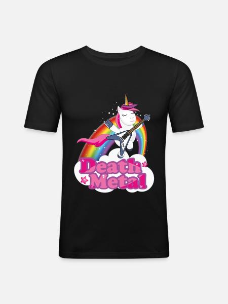 Heavy Metal Band T-Shirt Død Metal Unicorn - Herre Slim Fit T-Shirt - sort