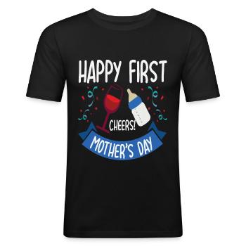 Cadeau de reconnaissance des parents pour la fête des mères - T-shirt près du corps Homme - noir - Devant - Nik (191cm)