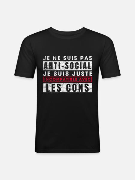 humour humour,Drôle, humour, homme humour Sracasme - T-shirt près du corps Homme - noir