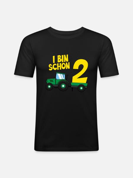 Ich bin schon 2 - Männer Slim Fit T-Shirt - Schwarz
